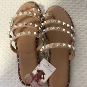 Brand new w tags size 8 brown sandal flats
